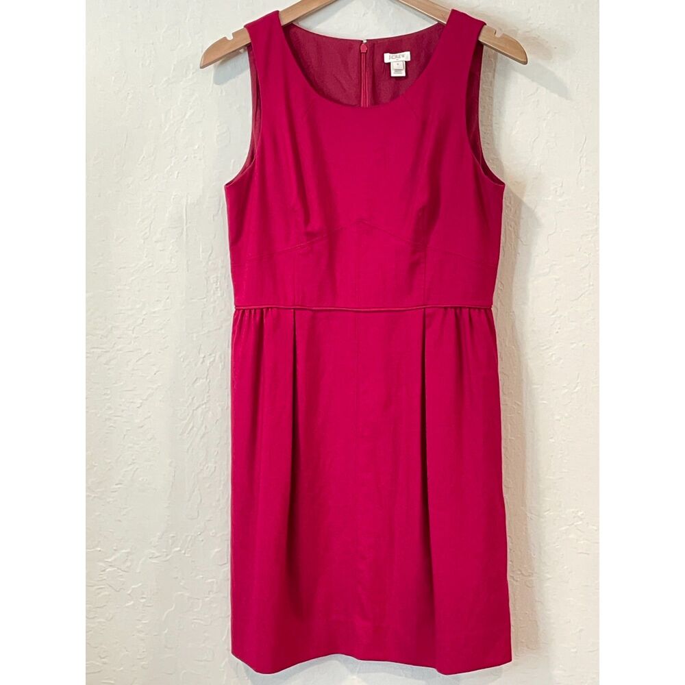 ~ J.Crew 8 sleeveless wool blend pink shift / sheath dress, knee length pleated